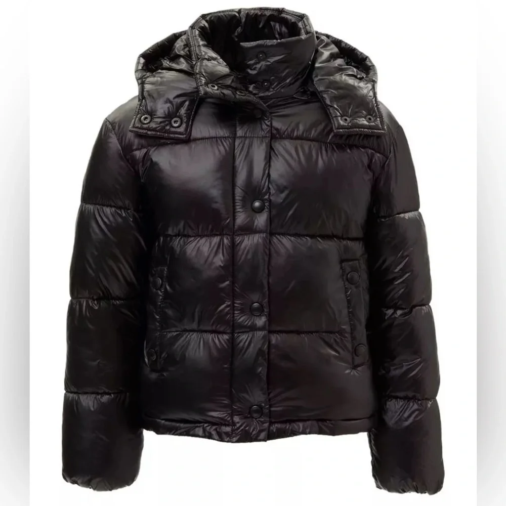 NWT Sam Edelman Girls' Puffer Coats BLACK - Black Shiny Cire Puffer Coat Size 4